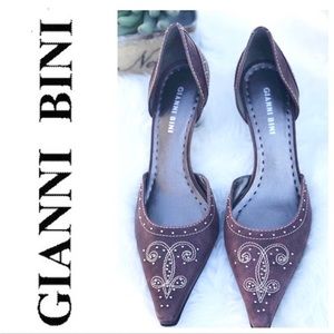 Gianni Bini Pointy Toe D'orsary Leather Pump Size 7.5